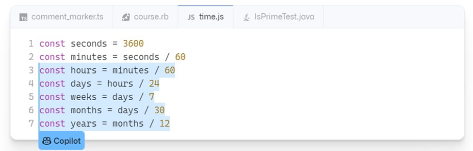 کدهای تکراری برای GitHub Copilot